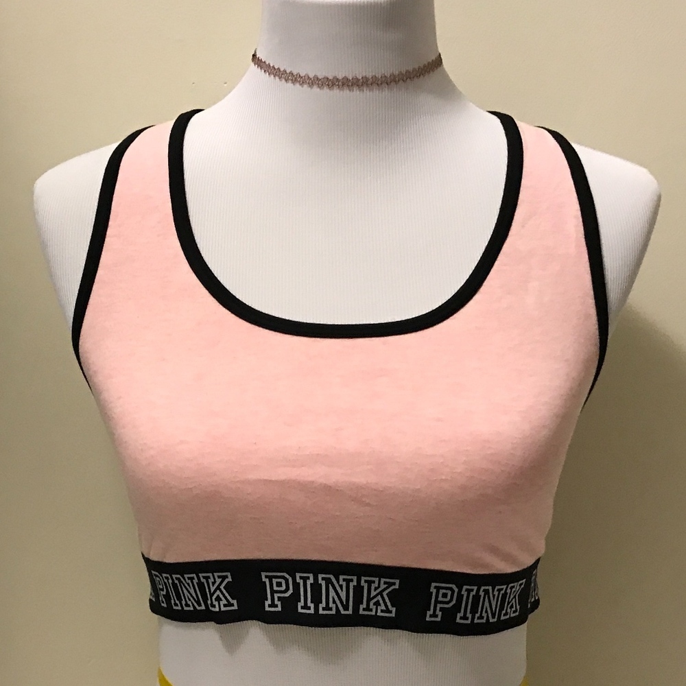 Victoria's Secret PINK Racerback Bra Top Heather Light Pink Large NEW
